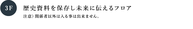 3F 歴史資料を保存し未来に伝えるフロア